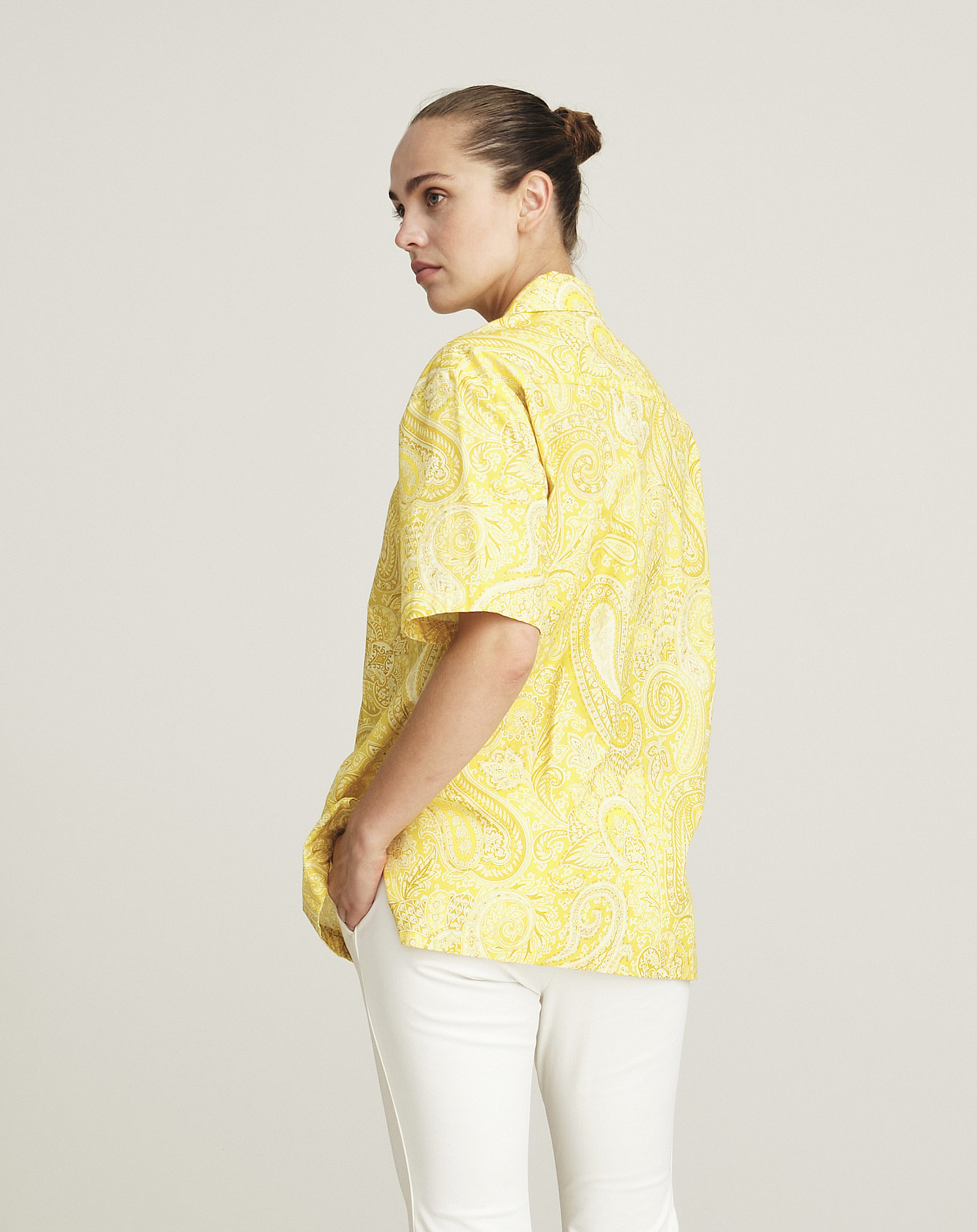 Etro - Yellow Paisley Printed Oversized Cotton Shirt 38